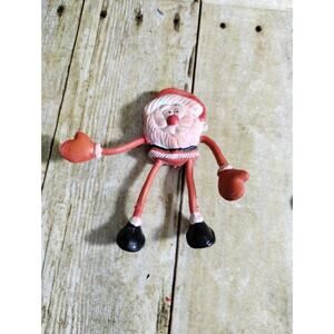 Vtg Creepy Bendy Bendable Santa Claus Saint Nick Christmas Figure Toy 4.5” Tall